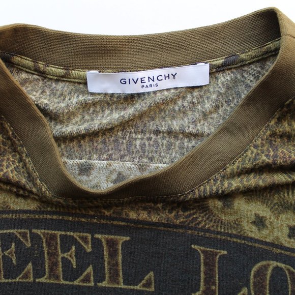 Givenchy I Feel Love Dollar Money Print Tshirt Green Camo Authentic Size 42 - Picture 5 of 8